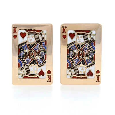 King of Hearts Cufflinks Yellow Gold