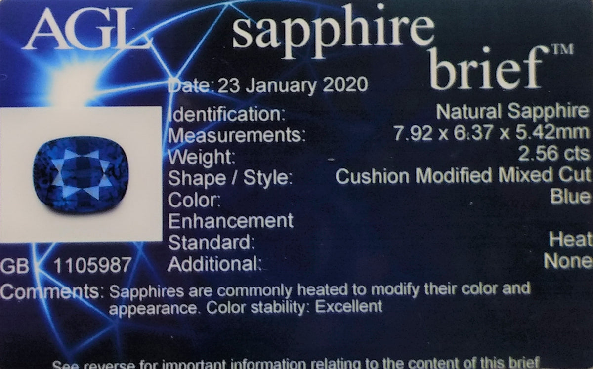 2.56ct Loose Sapphire Cushion AGL