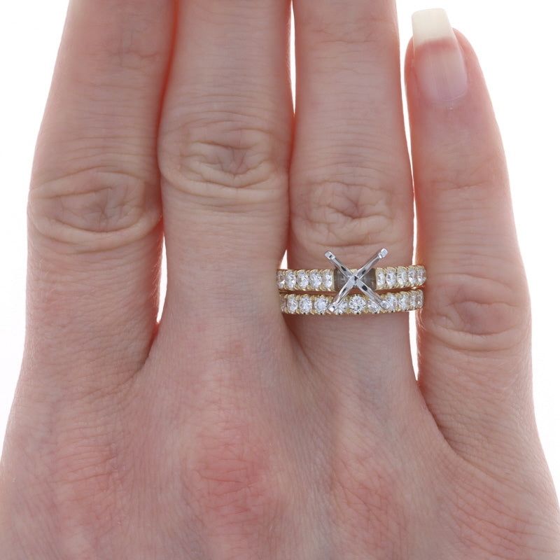 1.58ctw Diamond Engagement Ring & Wedding Band Yellow Gold