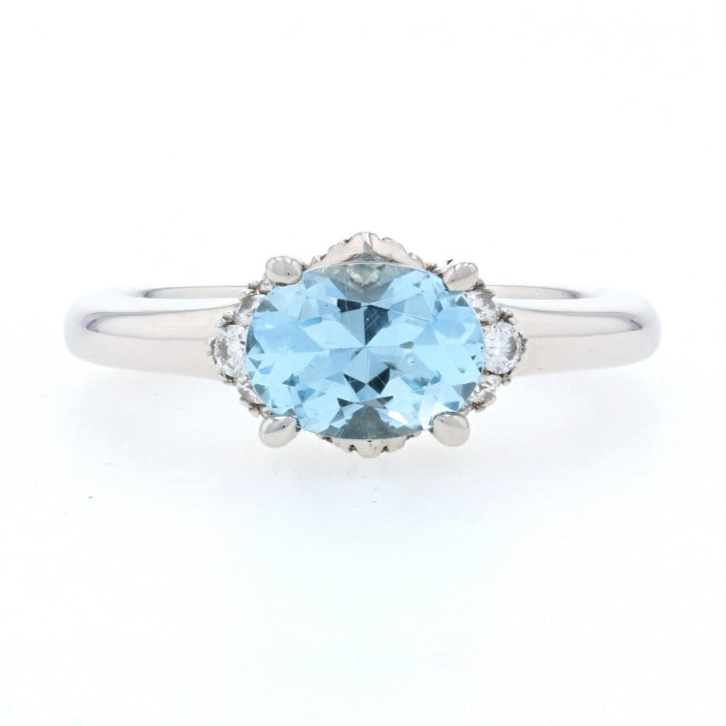 1.13ct Aquamarine & Diamond Ring White Gold