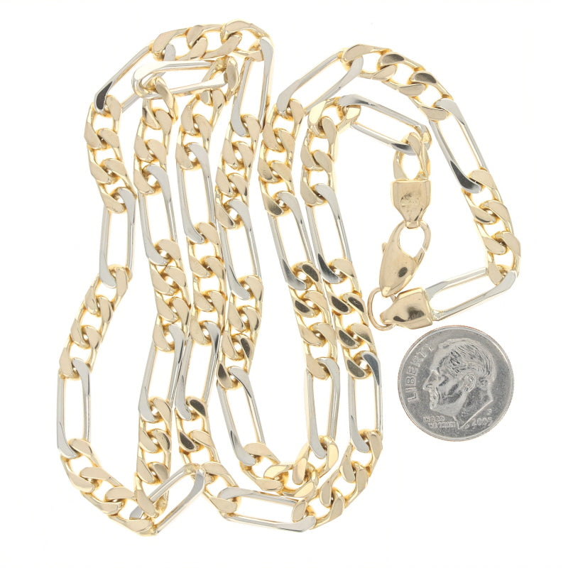 Diamond Cut Figaro Chain Necklace Yellow Gold