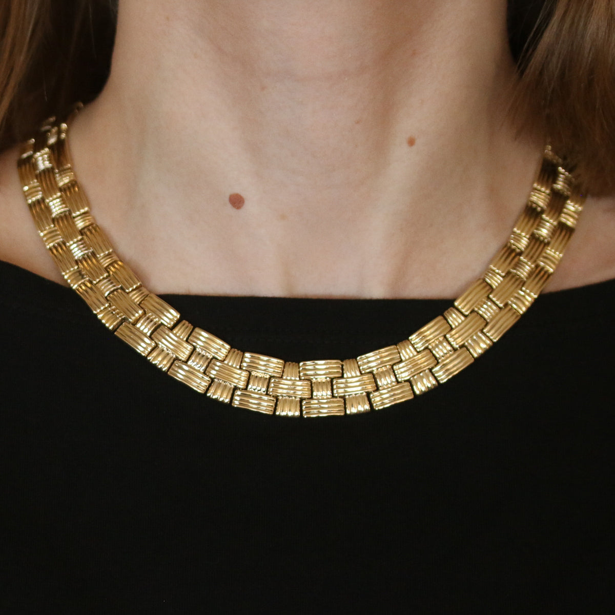 Woven Link Necklace Yellow Gold