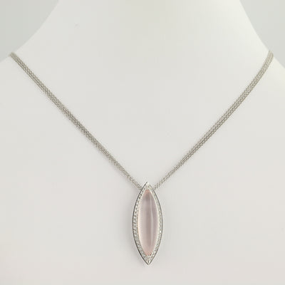 Quartz & Diamond Pendant Necklace 16"