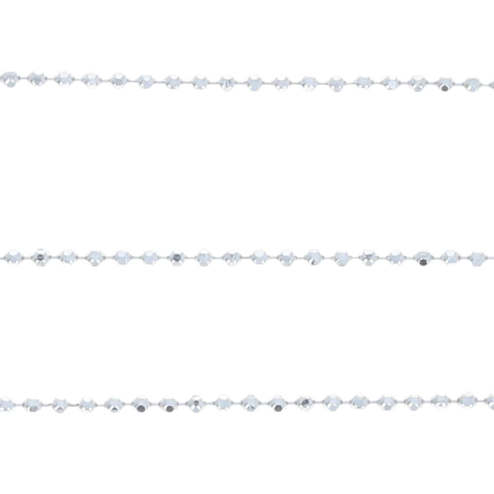 Diamond Cut Bead Chain Necklace White Gold