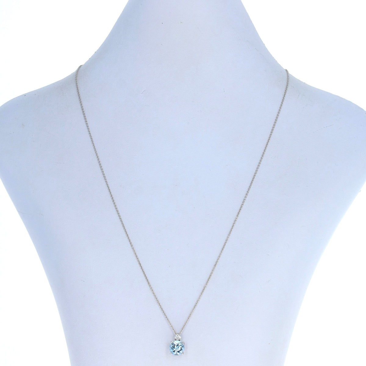 2.40ct Aquamarine & Diamond Necklace White Gold