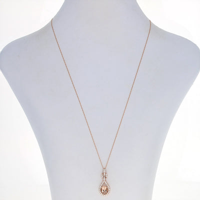 1.78ct Morganite & Diamond Necklace Rose Gold