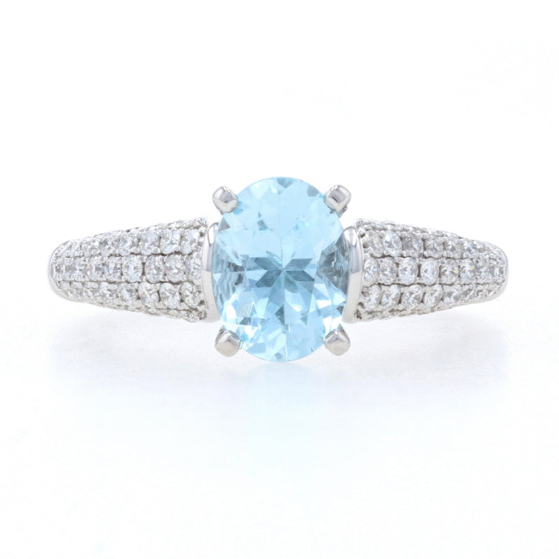 1.09ct Aquamarine & Diamond Ring White Gold