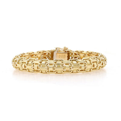 Fancy Woven Link Bracelet Yellow Gold