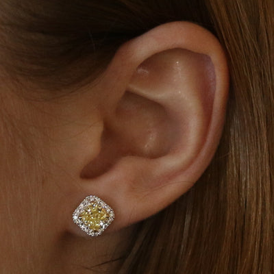 1.74ctw Fancy Yellow Diamond Earrings White Gold