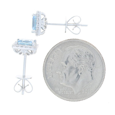 .91ctw Aquamarine & Diamond Earrings White Gold
