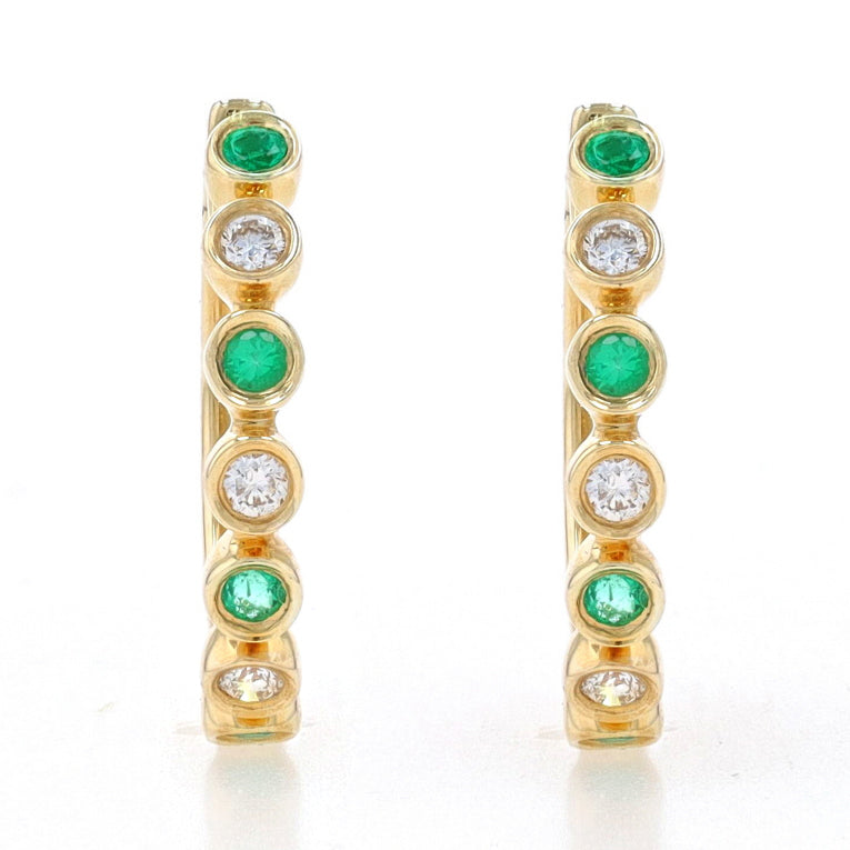 .26ctw Emerald and Diamond Earrings Yellow Gold