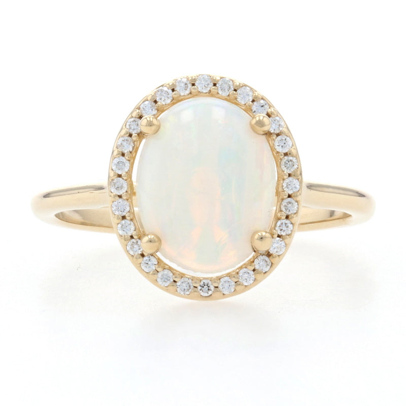 1.28ct Opal & Diamond Ring Yellow Gold