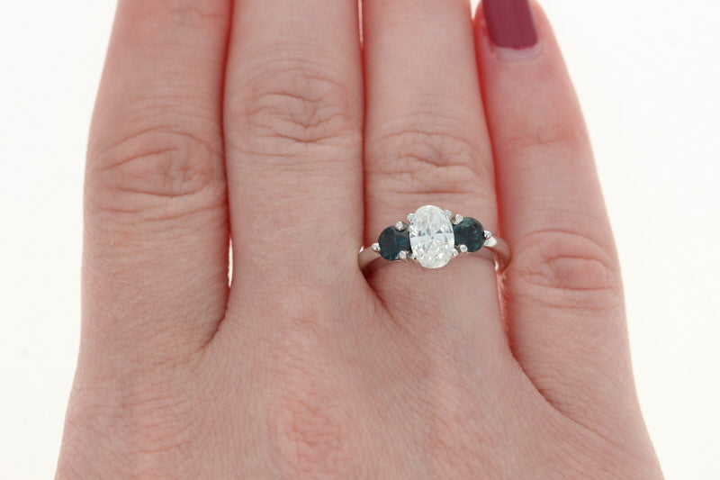 Diamond & Sapphire Engagement Ring & Wedding Band 1.93ctw