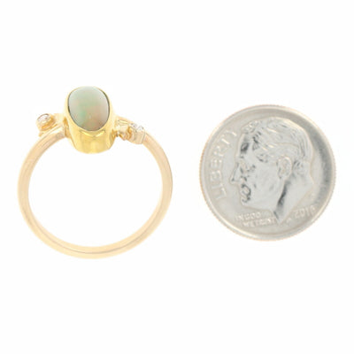 Welo Opal & Diamond Bypass Ring - 14k & 22k Gold Size 6 3/4
