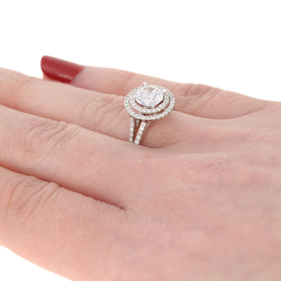 Semi-Mount Double Halo Diamond Engagement Ring