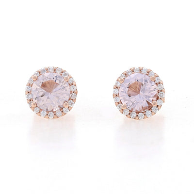 1.63ctw Morganite & Diamond Earrings Rose Gold