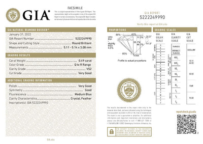 .49ct Loose Diamond Round Brilliant GIA