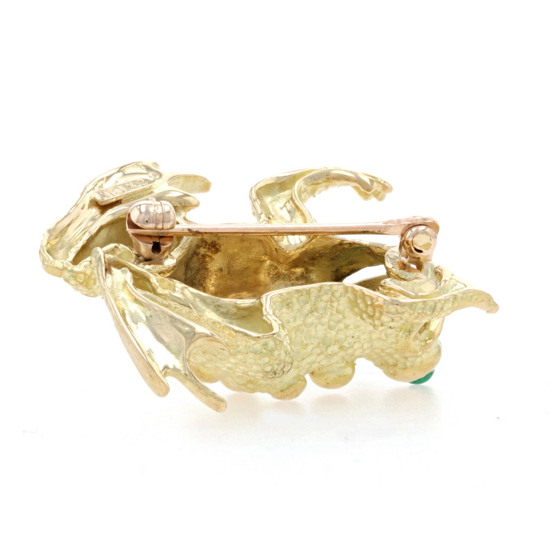 .20ctw Emerald Vintage Frog Brooch Yellow Gold