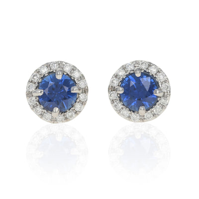 .72ctw Sapphire & Diamond Halo Earrings White Gold
