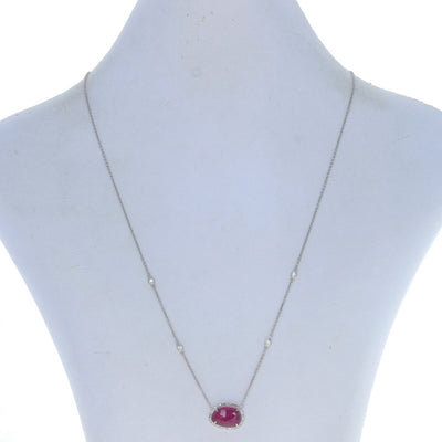 3.84ctw Ruby & Diamond Pendant Necklace White Gold