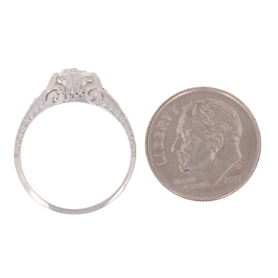 .85ctw Art Deco Diamond Engagement Ring - Platinum Size 6 GIA European