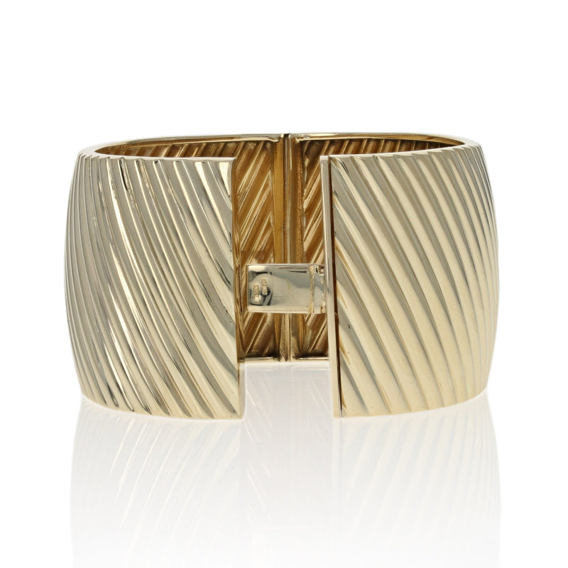 Ribbed Cuff Bracelet Yellow Gold
