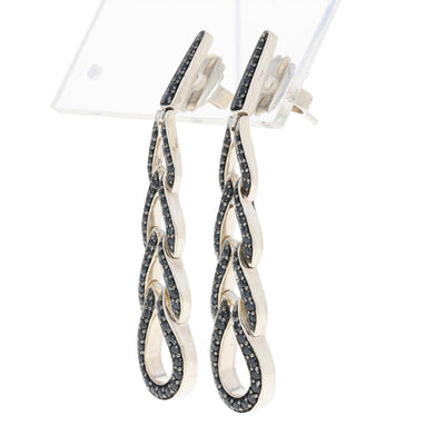 John Hardy Classic Chain Black Sapphire Earrings Sterling Silver