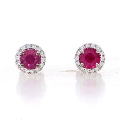 .82ctw Ruby and Diamond Earrings White Gold