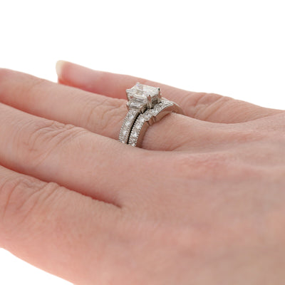 Radiant Cut Diamond Engagement Ring & Wedding Band GIA 1.31ctw