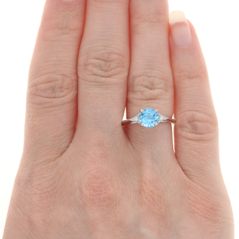 1.34ctw Blue Topaz & Diamond Ring White Gold