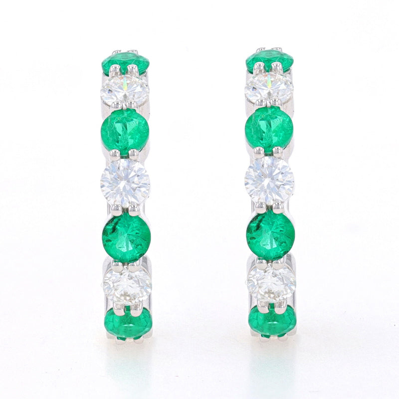 2.42ctw Emerald and Diamond Earrings White Gold