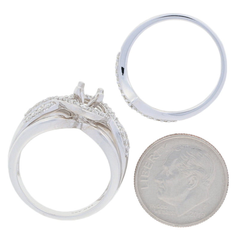 Semi-Mount Halo Engagement Ring & Wedding Band .50ctw