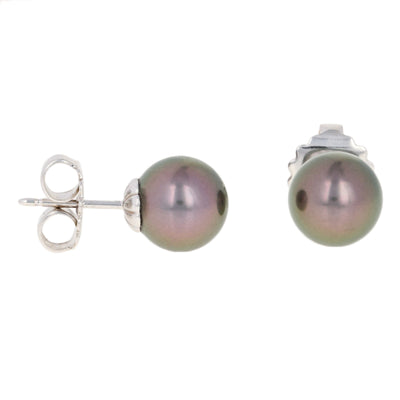 Mikimoto 9mm Black South Sea Pearl Earrings with Diamonds in 18kt White  Gold | Ross-Simons