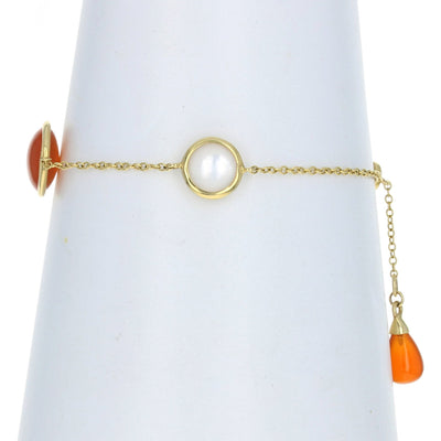 Chalcedony & Mother of Pearl Bracelet Yellow Gold