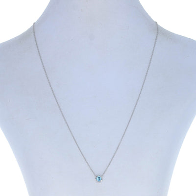 .38ct Blue Topaz & Diamond Necklace White Gold