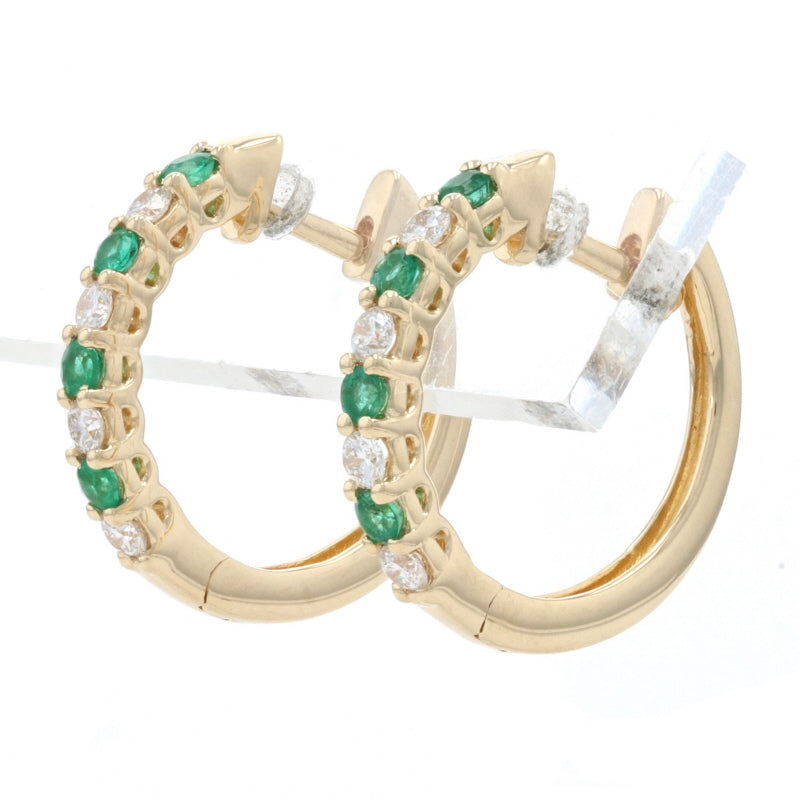 .40ctw Emerald & Diamond Earrings Yellow Gold