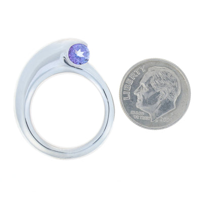 New Bastian Inverun Purple Topaz Ring / Pendant -Sterling Silver Size 7.5 - 7.75