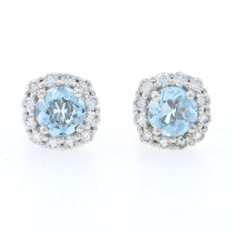 .58ctw Aquamarine & Diamond Earrings White Gold