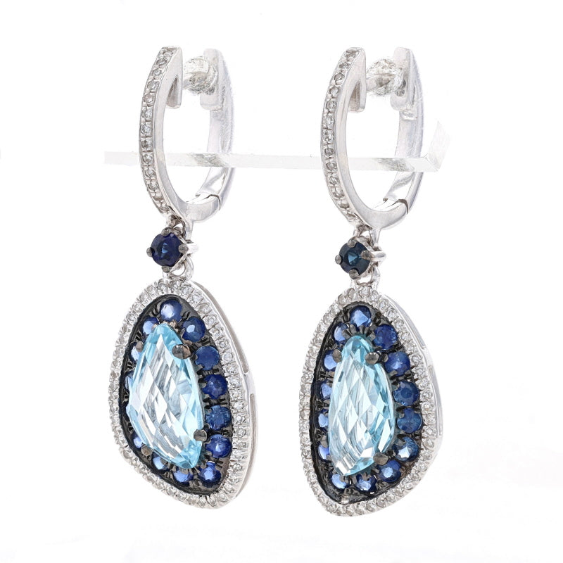 3.08ctw Blue Topaz and Sapphire Earrings White Gold
