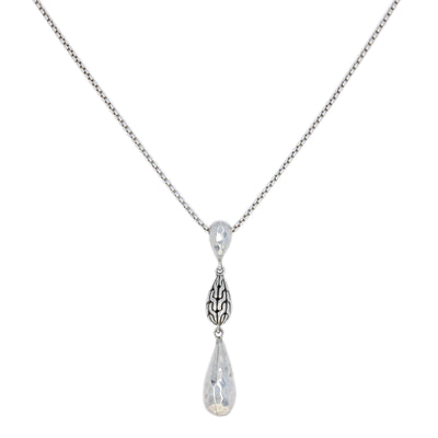 John Hardy Classic Chain Hammered Drop Pendant Necklace Sterling Silver