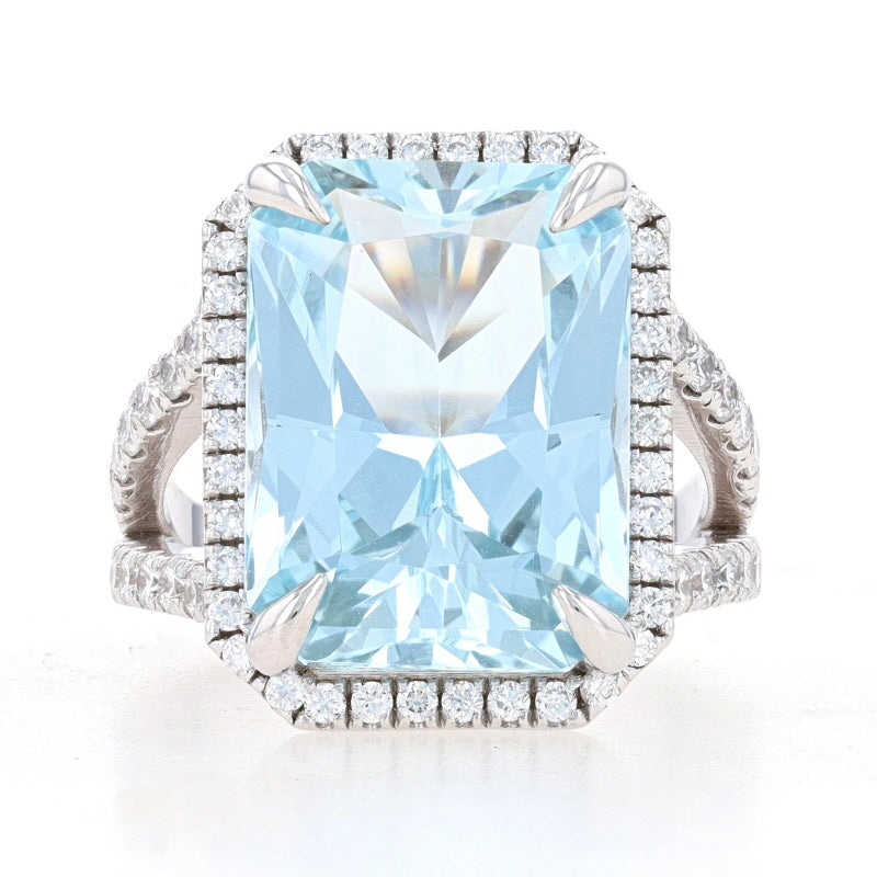 8.52ctw Aquamarine & Diamond Ring White Gold