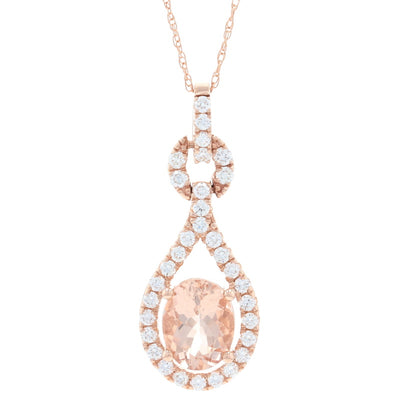 1.78ct Morganite & Diamond Necklace Rose Gold