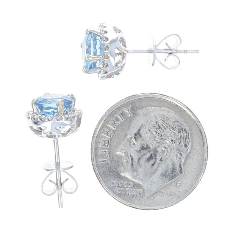1.64 Aquamarine & Diamond Earrings White Gold