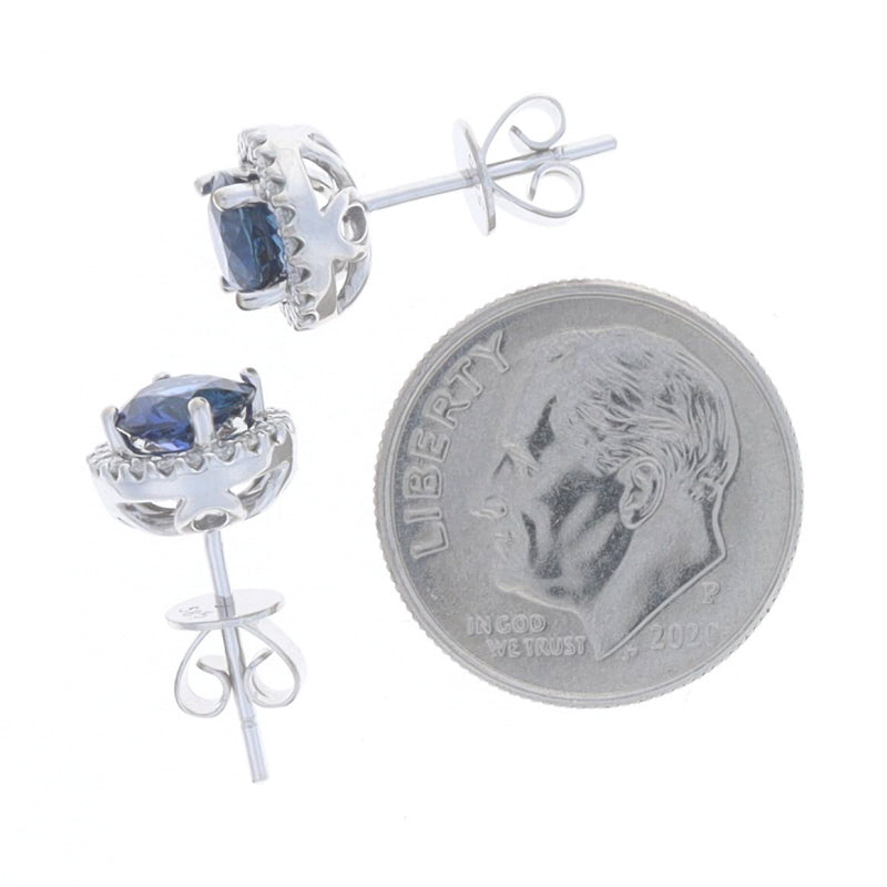1.99ctw Sapphire and Diamond Earrings White Gold