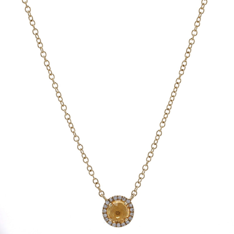 .46ctw Citrine & Diamond Necklace Yellow Gold