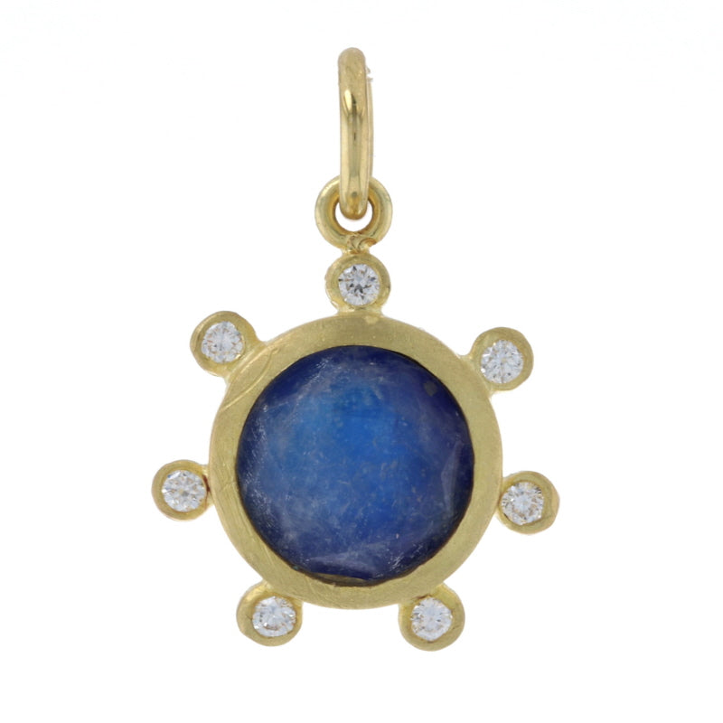 Lapis Lazuli/Moonstone & Diamond Pendant Yellow Gold
