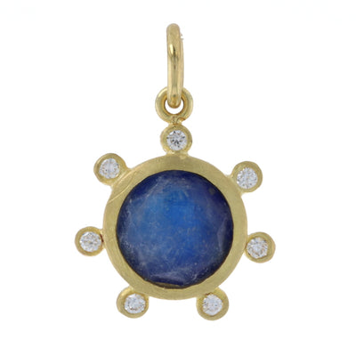 Lapis Lazuli/Moonstone & Diamond Pendant Yellow Gold