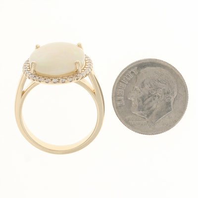 4.87ct Opal & Diamond Ring Yellow Gold