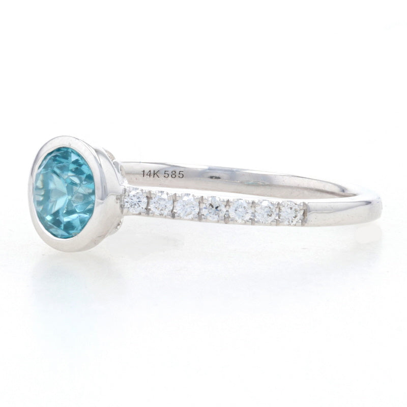 .93ct Blue Zircon & Diamond Ring White Gold