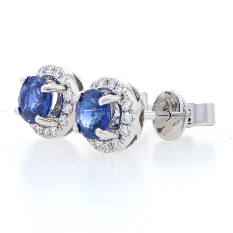 1.00ctw Sapphire & Diamond Earrings White Gold